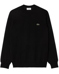 Lacoste - Truien & Vesten ,Zwart ,Wol Jersey With Logo - Lyst