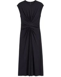 Vince - Kleedjes ,Zwart ,Leer Jersey Wikkeljurk Midi - Lyst