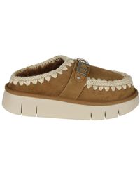 Mou - Gehäkelte details schaffell clog - Lyst