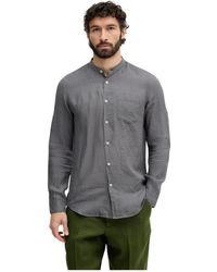 Benetton - Overhemden ,Grijs ,Linnen Linnen Shirt - Lyst