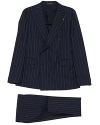 Tagliatore - Kostuums ,Blauw ,Wol Pinstripe Double-Breasted Suit - Lyst