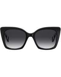 Love Moschino - Farfalla occhiali da sole neri con logo in oro - Lyst