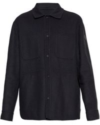 Moncler - Jassen ,Blauw ,Wol Tagnit Reversible Wool Shirt Jacket - Lyst