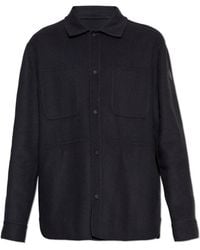 Moncler - Jassen ,Blauw ,Wol Tagnit Reversible Wool Shirt Jacket - Lyst