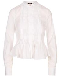 McQueen - Overhemden ,Wit ,Katoen Peplum Shirt - Lyst