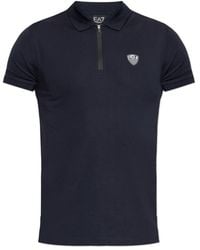 EA7 - Tops ,Blauw ,Leer Premium Shield Polo Shirt - Lyst