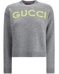 Gucci - Wool Sweater With Embroidered Monogram - Lyst