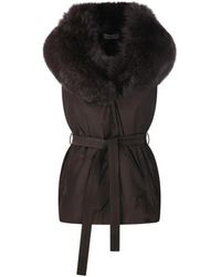 Yves Salomon - Jassen ,Bruin ,Leer Gilet 75Cm - Lyst