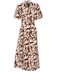 Woolrich - Braunes Wickelkleid Mit Kragen - Lyst
