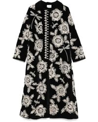 Forte Forte - Tweekleurige Zwarte Jas Met Spreidkraag - Lyst