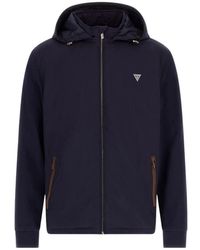 Guess - Blau Herren Windbreaker Jacke Mit Kapuze - Lyst