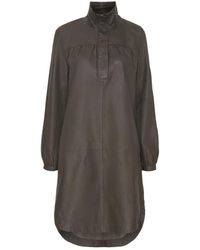 Notyz - Kleedjes ,Groen ,Leer Polo Dress Skind 11181 - Lyst