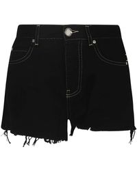 Pinko - Shorts de algodón negro con bordado - Lyst