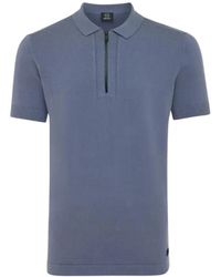 Genti - Tops ,Blauw ,Nylon Polo Zip Knit - Lyst