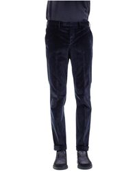 PT Torino - Pantaloni in velluto a coste blu con tasche a pattina - Lyst