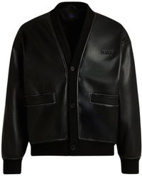 Kiton - Jassen ,Zwart ,Moderne Leren Bomberjack - Lyst