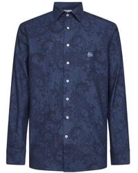 Etro - Overhemden ,Blauw ,Katoen Paisley Print Shirt - Lyst