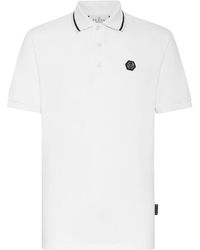 Philipp Plein - Tops ,Wit ,Katoen Slim Fit Polo Shirt Ss Paisley Strass - Lyst