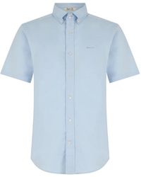 GANT - Overhemden ,Blauw ,Katoen Short Sleeve Shirt - Lyst