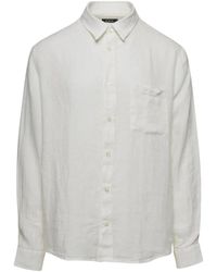 A.P.C. - Camicia bianca in lino con logo cassel - Lyst