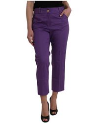 Bencivenga - Lila Katoen Straight Cropped Broek - Lyst