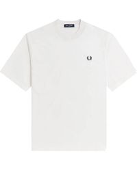 Fred Perry - Tops ,Wit ,Katoen T-Shirt Met Print Op De Rug - Lyst