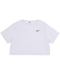 Nike - Fitness ,Grijs ,Katoen Rib Jersey Top - Lyst