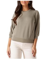 SELECTED - Hoodies & Sweatvesten ,Groen ,3/4 Mouw Sweat Top - Lyst