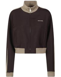 Miu Miu - Jassen ,Bruin ,Wol Mohair En Scheerwol Jas - Lyst