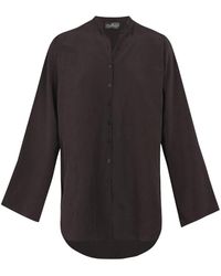 Cortana - Mao Kraag Linnen-Zijden Shirt - Lyst
