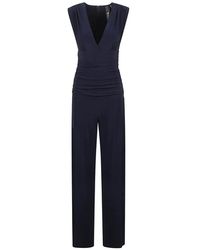 Norma Kamali - Jumpsuits & Playsuits ,Blauw ,Polyester Draped Jumpsuit - Lyst