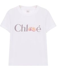 Chloé - Tops ,Wit ,Katoen Baby Fit T-Shirt Met Logo - Lyst