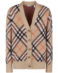 Burberry - Check Cardigan Pullover - Lyst