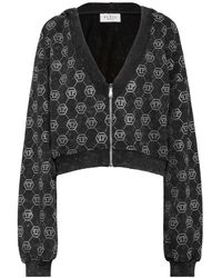 Philipp Plein - Washed Zip Hoodie Monogram Crystal - Lyst