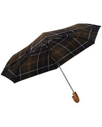 Barbour - Accessoires ,Blauw ,Nylon Tartan Mini Paraplu Met Houten Handvat - Lyst