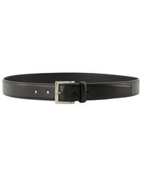 Saint Laurent - Leren Riem Met Vierkante Gesp - Lyst