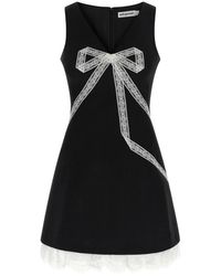 Self-Portrait - Kleedjes ,Zwart ,Polyester Crepe Bow Lace Mini Jurk - Lyst