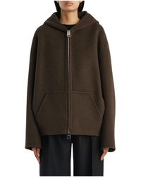 KHAITE - Jassen ,Bruin ,Wol Two-Way Zip Hood Jacket - Lyst