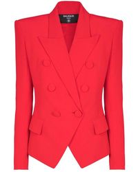 Balmain - Taillierte jacke mit sechs knöpfen aus crêpe - Lyst