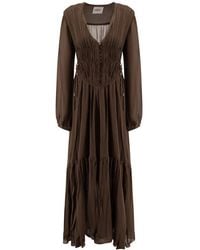 Isabel Marant - V-Ausschnitt Kleid Mit Langen Ärmeln Und Metall-Details - Lyst