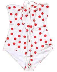 Dolce & Gabbana - Badmode ,Wit ,Nylon Polka-Dot Badpak Uit Één Stuk - Lyst