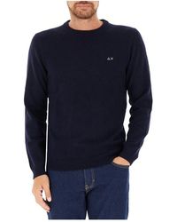 Sun 68 - Blauwe Wol Kasjmier Trui - Lyst