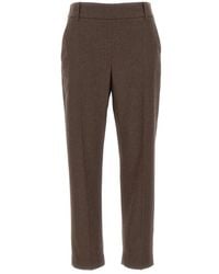 Eleventy - Broeken ,Bruin ,Wol Capri-Broek - Lyst