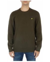 Lyle & Scott - Groen Print Gebreide Kleding Lange Mouwen Ronde Hals - Lyst