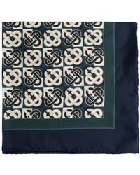 CASABLANCA - Accessoires ,Blauw ,Zijden Sjaal Met Monogram - Lyst