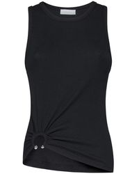 Rabanne - Tops ,Zwart ,Katoen Zwarte Geribbelde Tanktop Met Metalen Piercing - Lyst