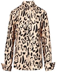 Sportmax - Overhemden ,Zijden Dierenprint Overhemd Klassieke Kraag - Lyst