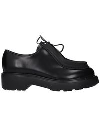 Prada - Schwarze Leder Oxfords Und Derbies - Lyst