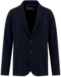 Herno - Jassen ,Blauw ,Lichtgewicht Scuba Blazer Onbehandeld - Lyst