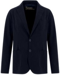 Herno - Jassen ,Blauw ,Lichtgewicht Scuba Blazer Onbehandeld - Lyst